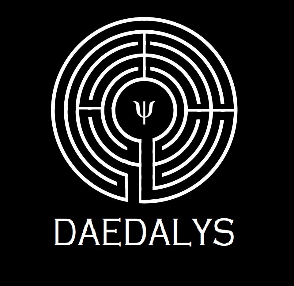 DAL Logo with an image of a labyrinth and a Psi (psychology) symbol in the center. Psychology Exam Prep with DAL below in text