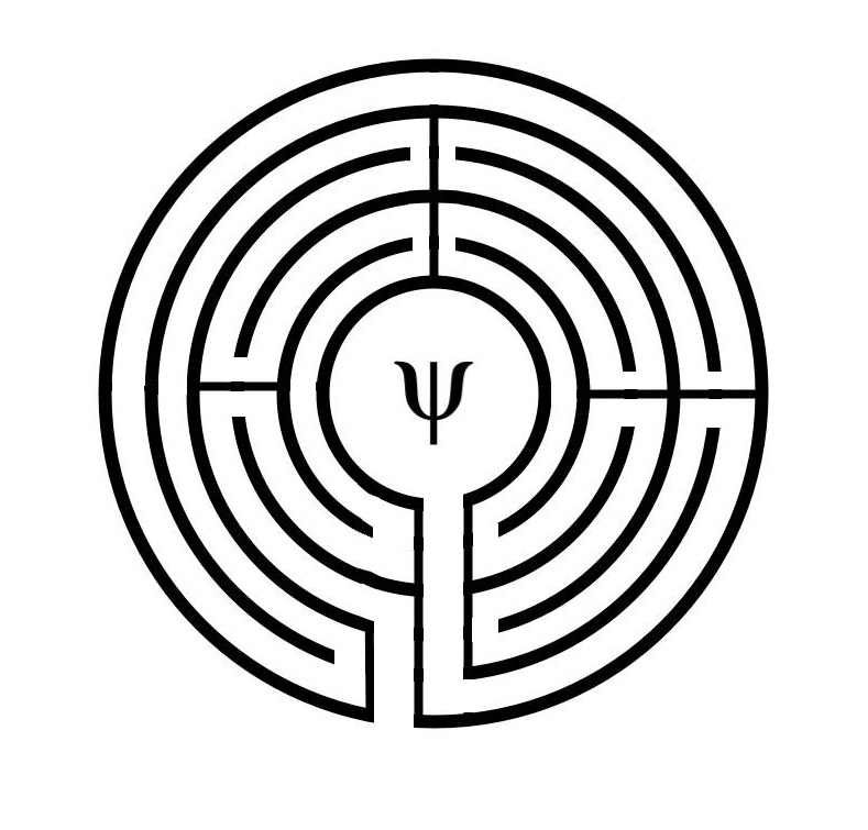 Daedalys Logo, a labyrinth with a psi (psychology) symbol inside